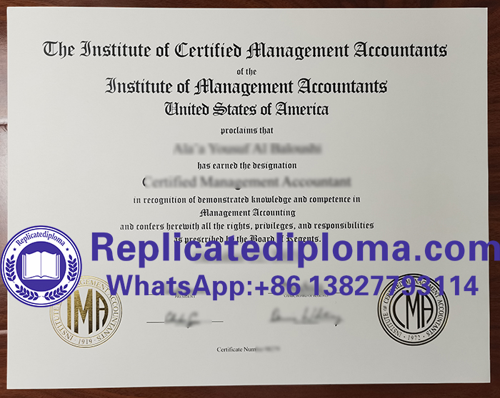 Institute of Management Accountants certificate