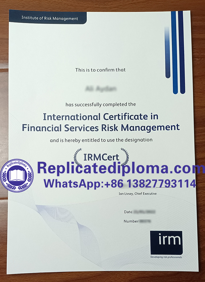 Institute of Risk Management certificate