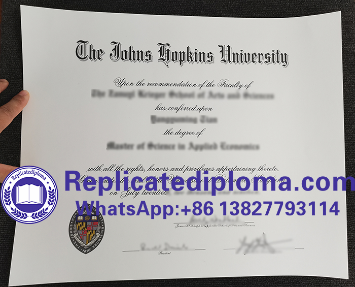 Johns Hopkins University diploma