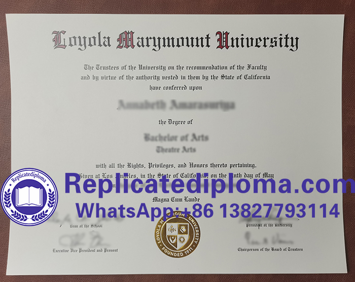 Loyola Marymount University diploma