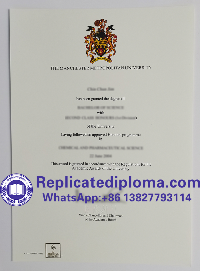 Manchester Metropolitan University diploma