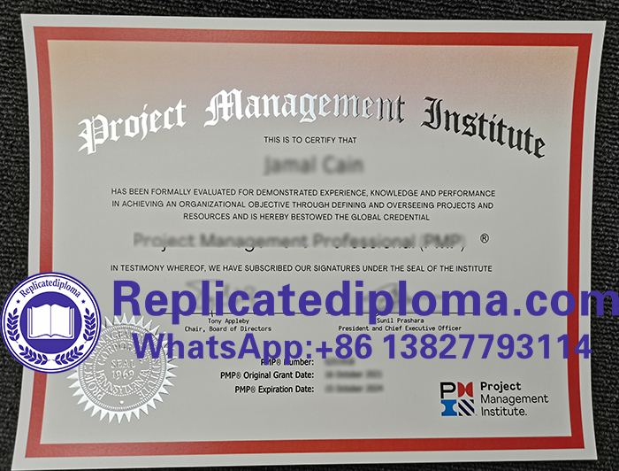 Project Management Institute certificate