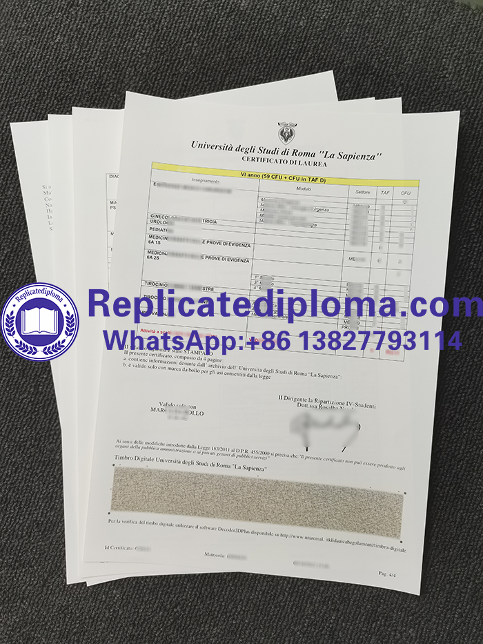 Sapienza University of Rome transcript