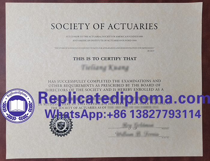 Society of Actuaries certificate