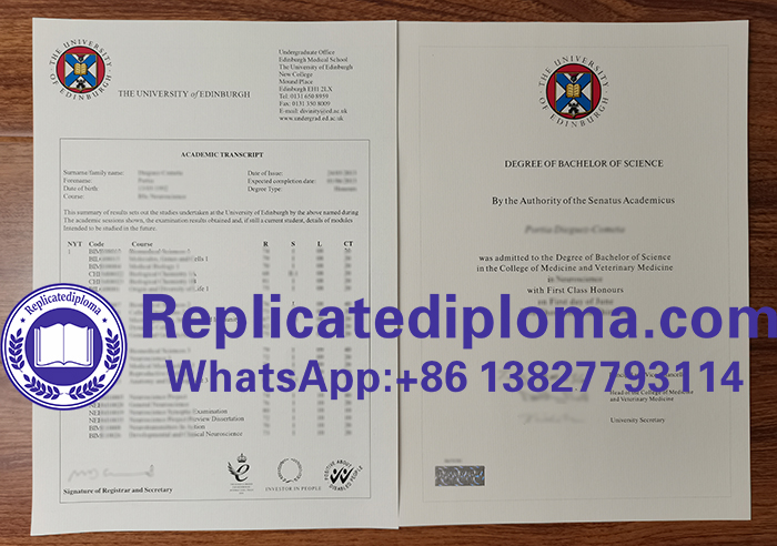 University of Edinburgh diploma and transcript