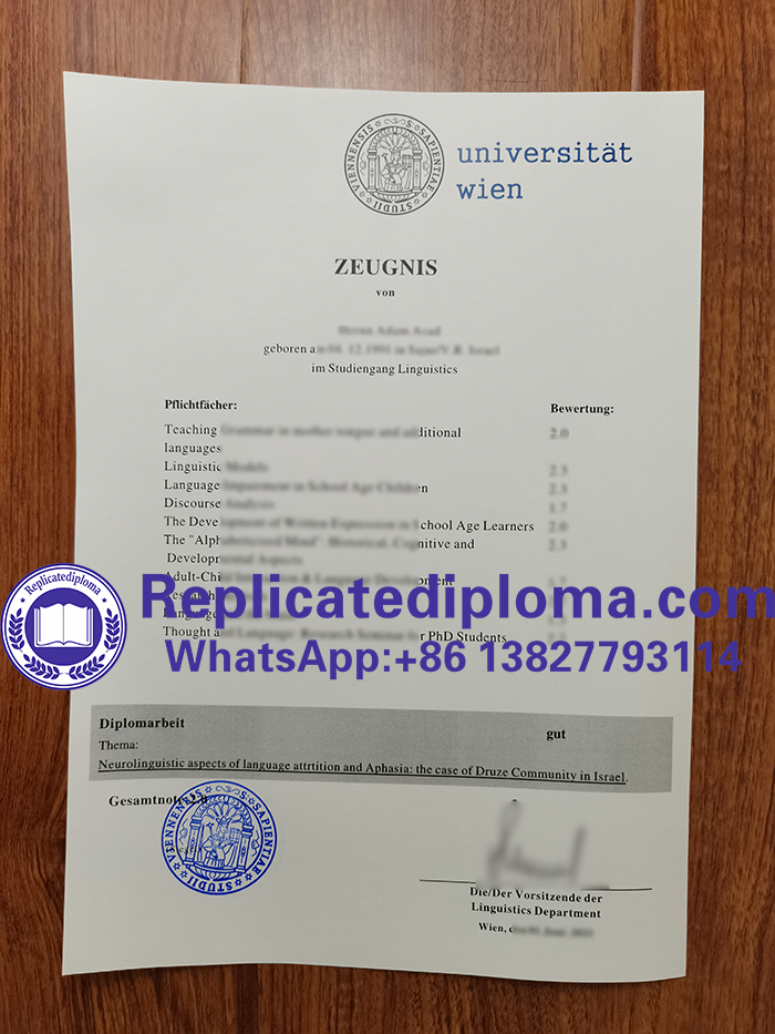 University of Vienna transcript