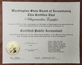 Buy Fake Washington State Board Of Accountancy Certificate, Copy WSBA ...