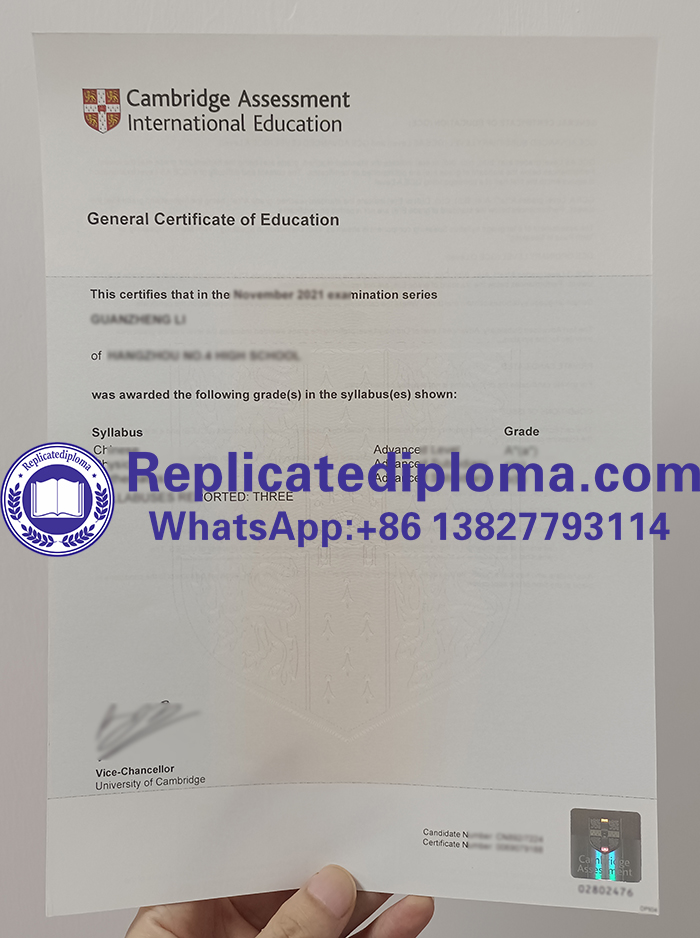 Buy fake Cambridge International General Certificate of Education ...