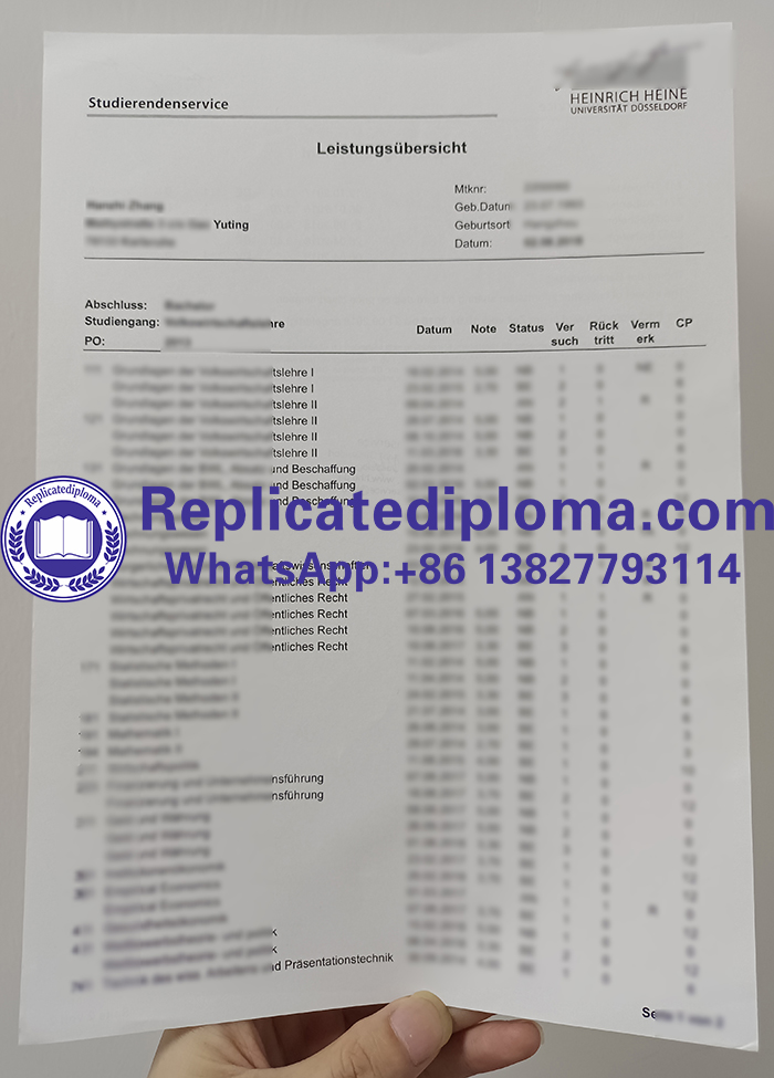 Heinrich Heine University Düsseldorf transcript