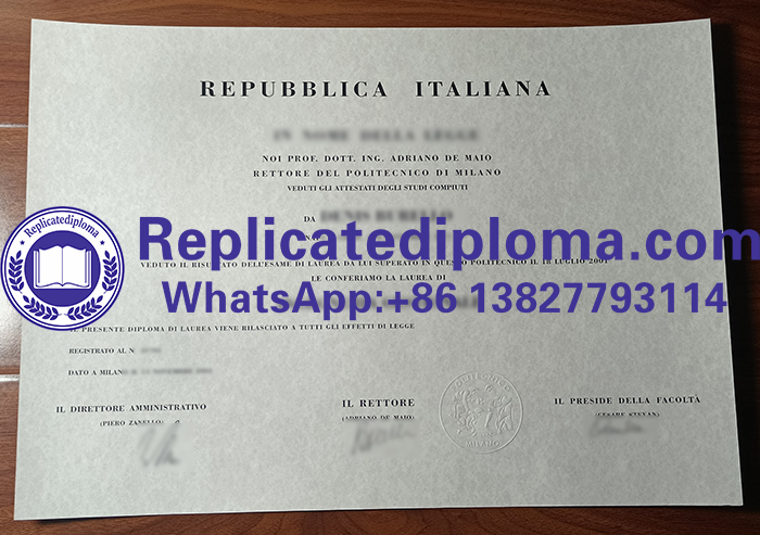 Polytechnic University of Milan diploma