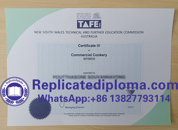 TAFE NSW Commercial Cookery Certificate