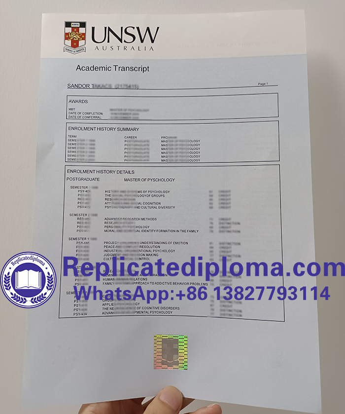 University of New South Wales transcript