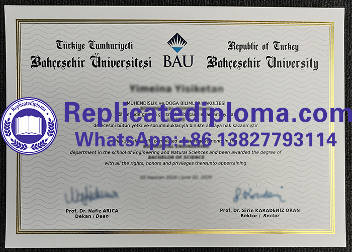 Bahçeşehir University diploma