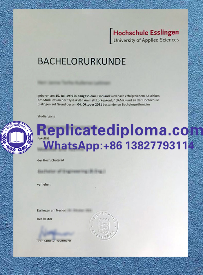 Hochschule Esslingen Urkunde