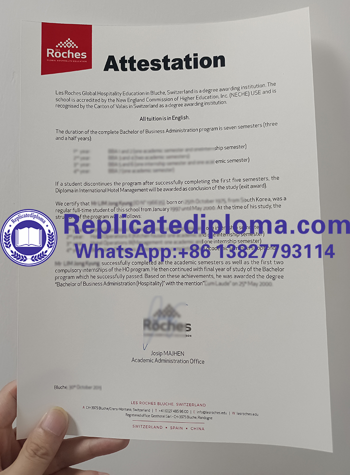 Les Roches International School of Hotel Management Attestation