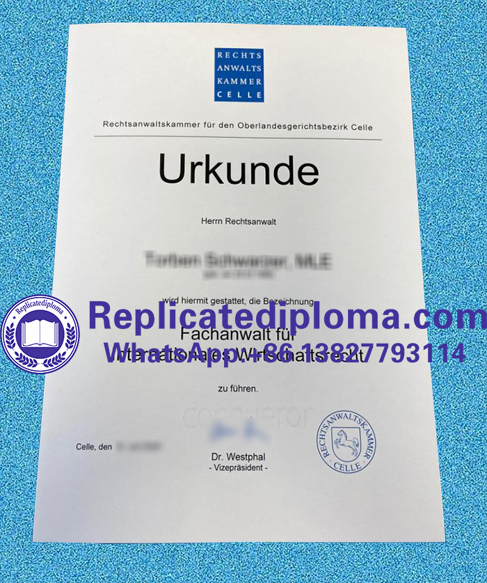 Rechtsanwaltskammer Celle Urkunde