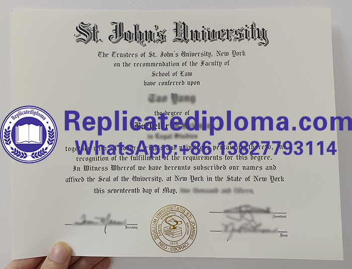 St. John's University School of Law diploma