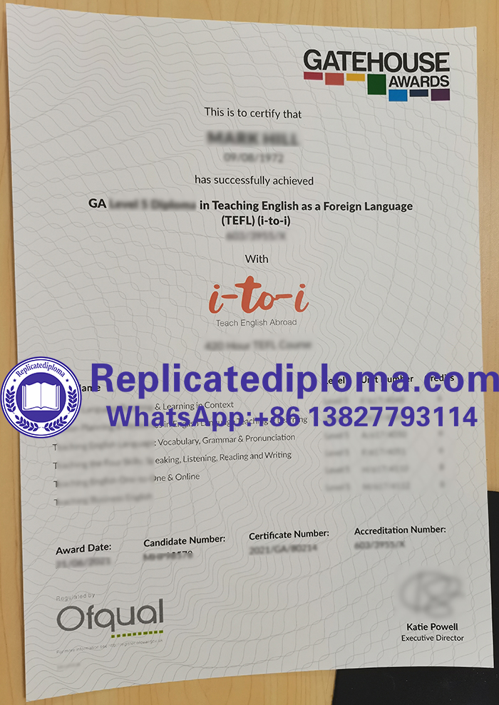 Gatehouse Awards TEFL certificate