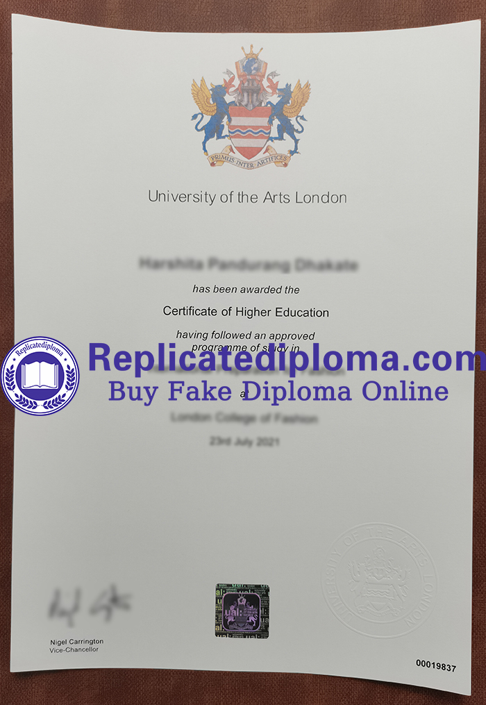 University of the Arts London certificate of Higher Education