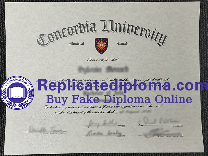 Concordia Univeristy diploma