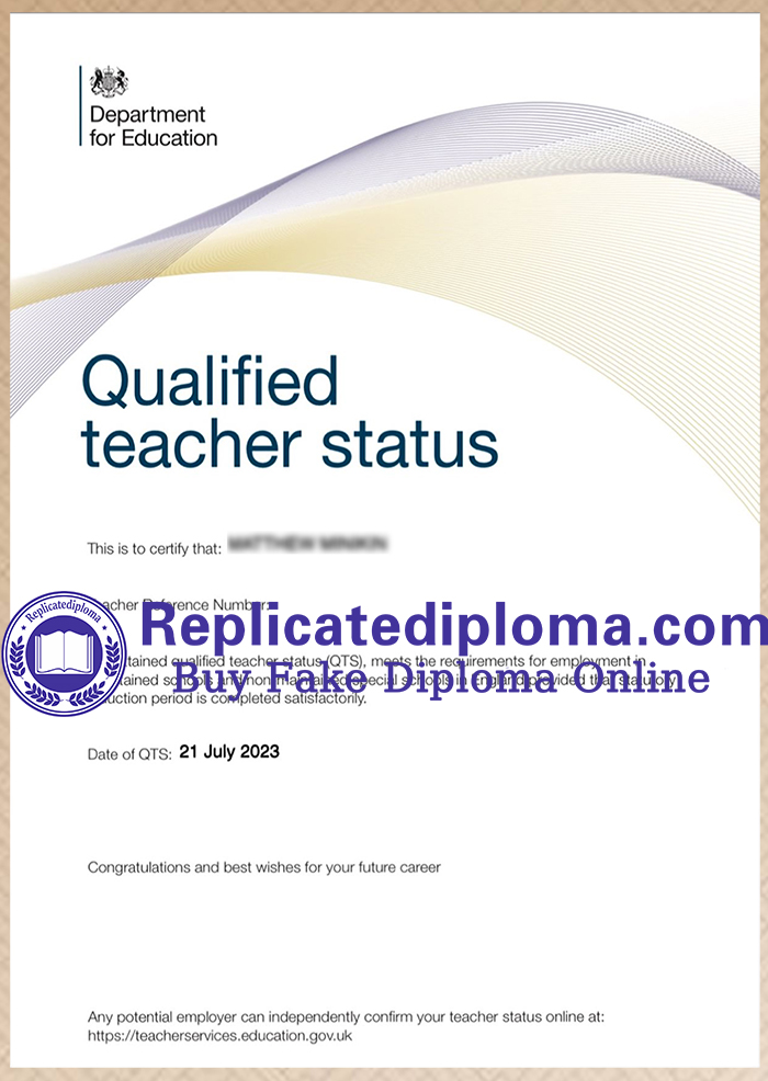 Qualified teacher status certificate