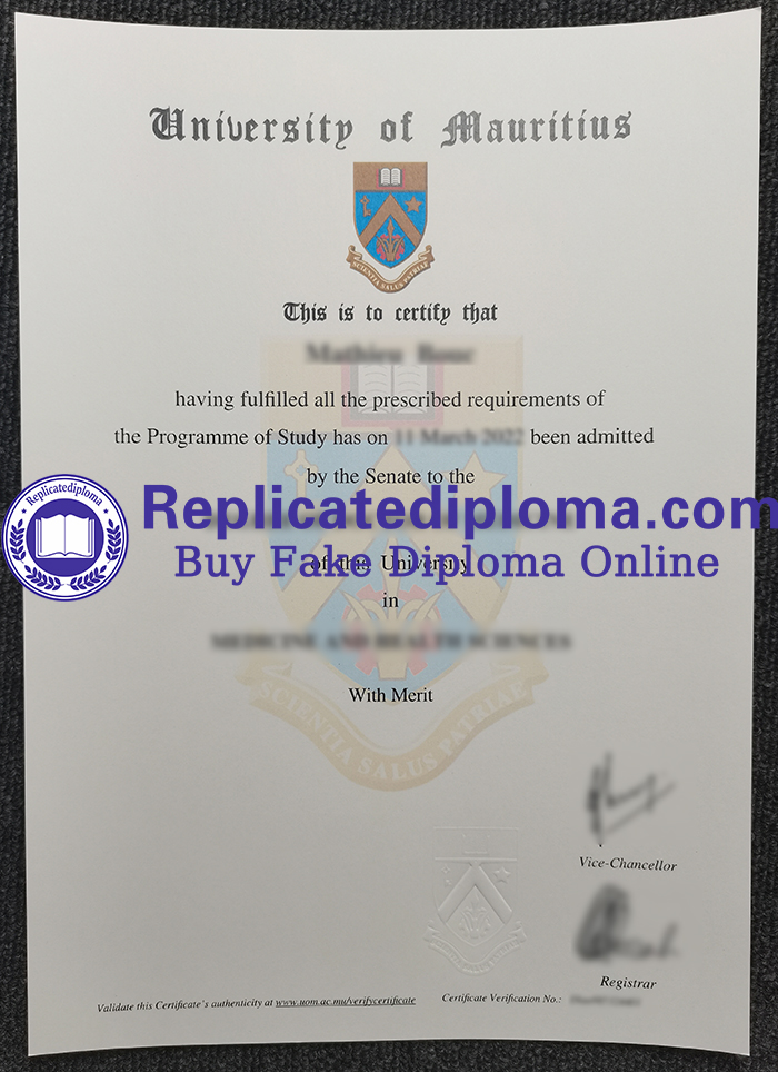 University of Mauritius diploma