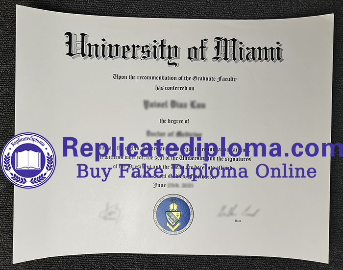 University of Miami diploma