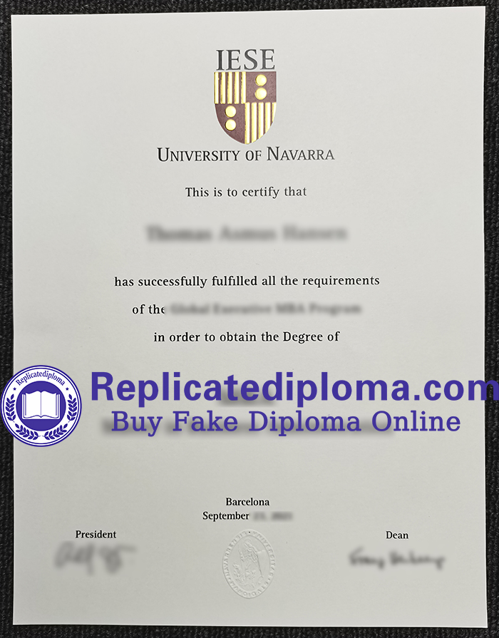 University of Navarra diploma