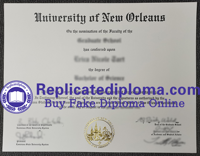 University of New Orleans diploma