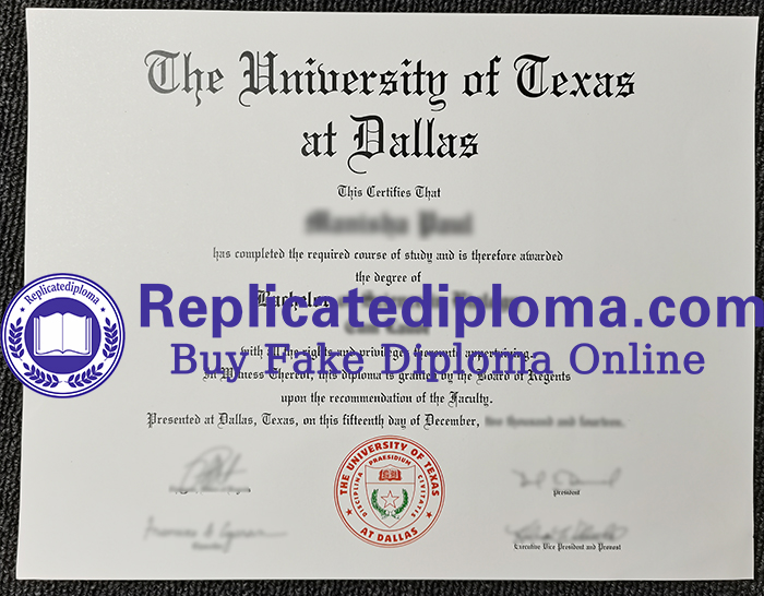 University of Texas at Dallas diploma