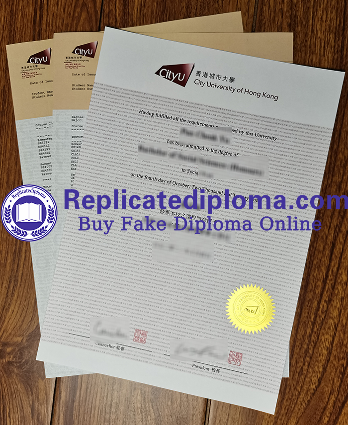 City University of Hong Kong diploma and transcript