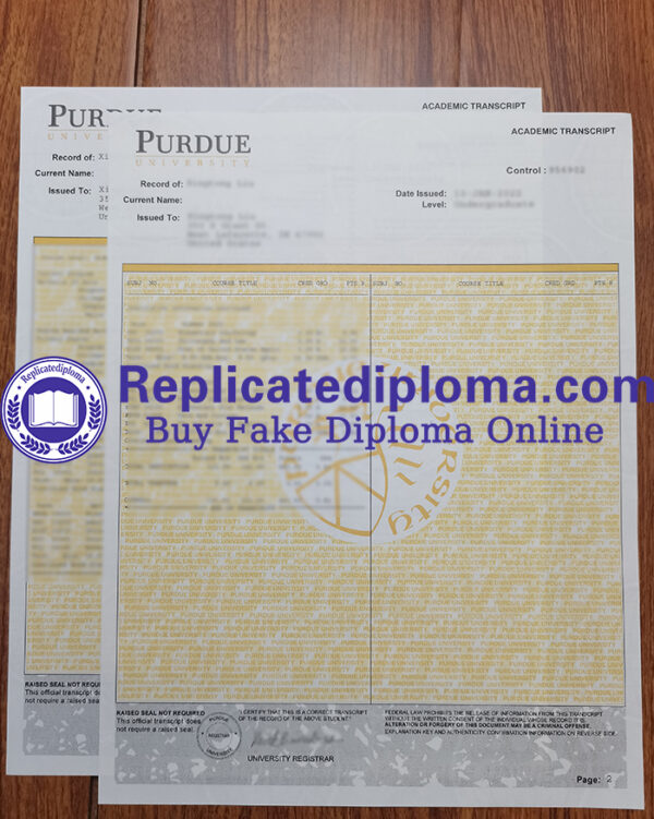 Where can I buy realistic Purdue University transcript