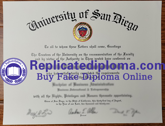 University of San Diego diploma